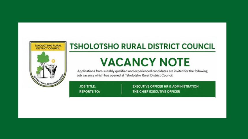 Local Government Leadership: tsholotsho rdc vacancy for Executive Officer HR & Administration