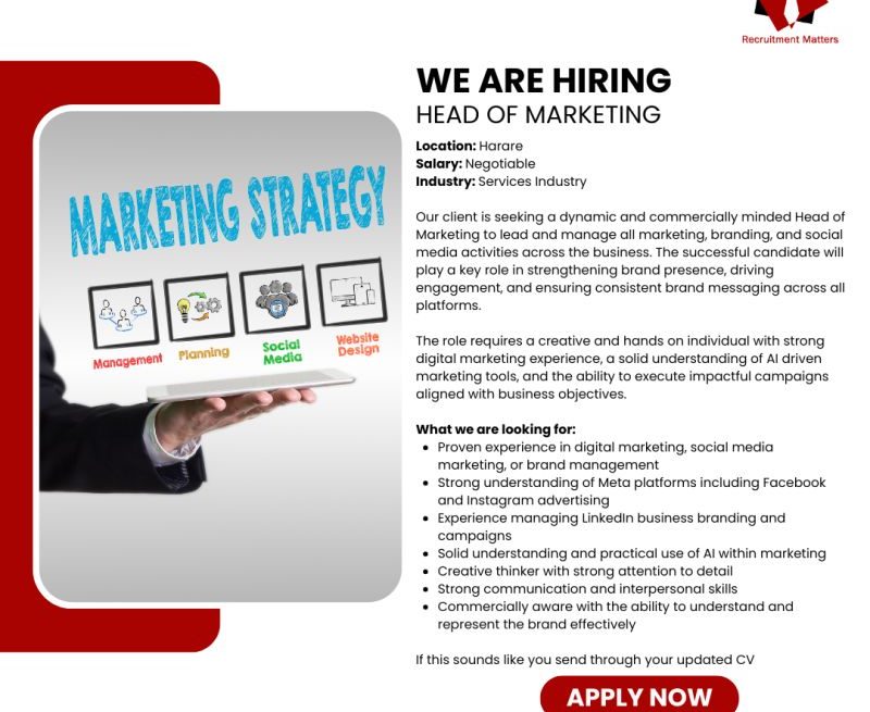 Executive Corporate Careers: Head of Marketing — Services Industry