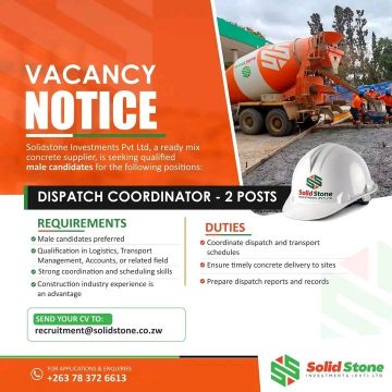 Logistics & Infrastructure Careers: Solidstone Dispatch Coordinator Vacancy Logistics & Infrastructure Careers: Solidstone Dispatch Coordinator Vacancy