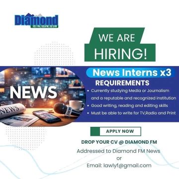 Apply for one of three open slots for Diamond FM News Interns in Mutare
