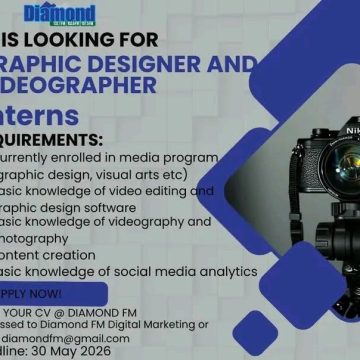 Media Careers: Diamond FM Graphic Designer & Videographer Interns Intake 2026