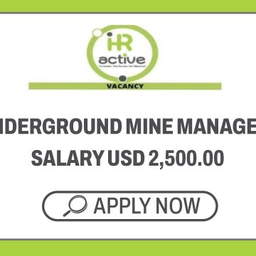 Mining Careers: HR Active Underground Mine Manager Vacancy - salary USD 2,500