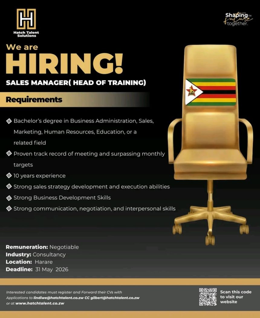 Sales Leadership & Capability: Hatch Talent Solutions Vacancy for Sales Manager