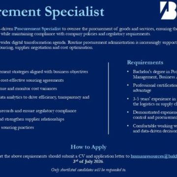 BAK Logistics Procurement Specialist Vacancy Open for Experienced Supply Chain Professionals