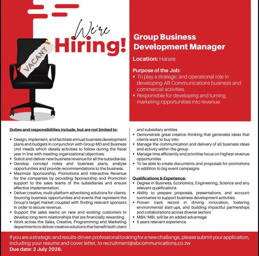AB Communications is recruiting a Group Business Development Manager