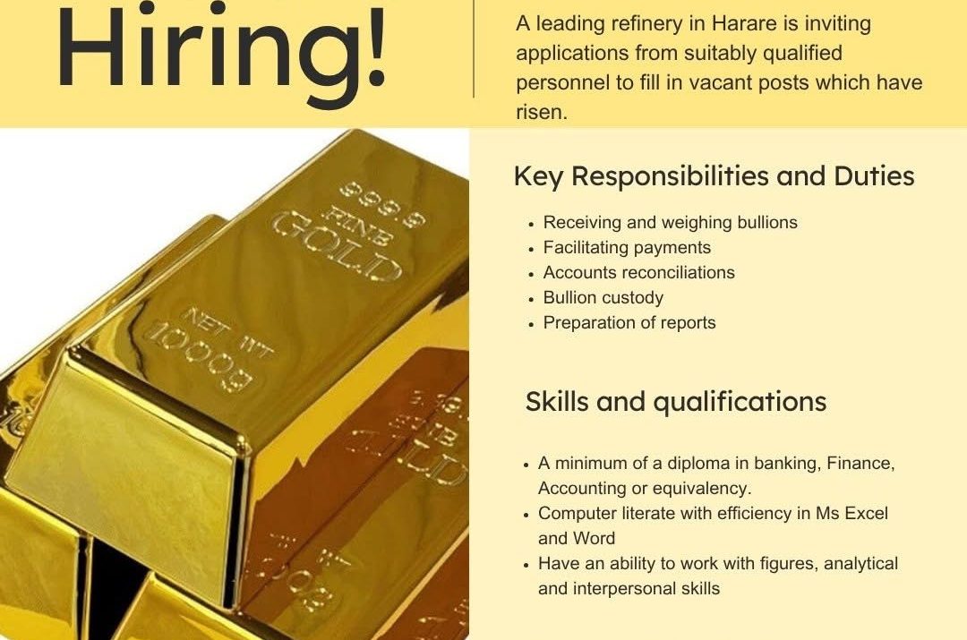 Mining & Precious Metals Careers: Fidelity Gold Refinery Gold Buying Clerks Intake