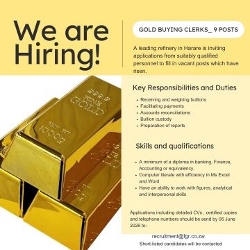 Mining & Precious Metals Careers: Fidelity Gold Refinery Gold Buying Clerks Intake