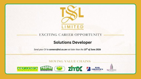 Apply for the TSL Limited Solutions Developer vacancy at TSL Limited in Harare.