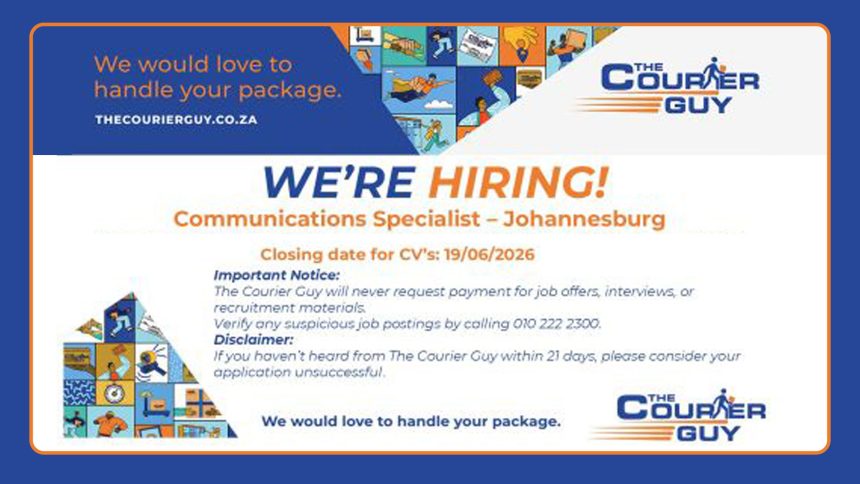 Apply for The Courier Guy Communications Specialist vacancy in Johannesburg.