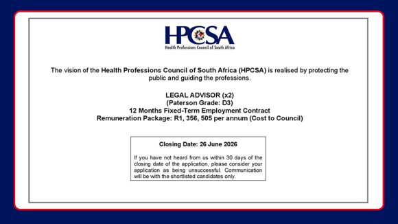 Medical Law & Regulatory Affairs Careers: HPCSA Legal Advisors Vacancies