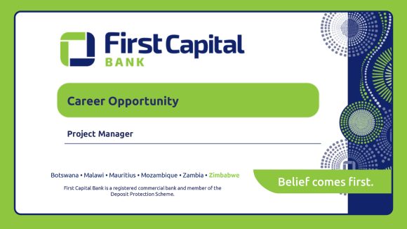 Apply for the First Capital Bank Project Manager vacancy within the Service Delivery division.