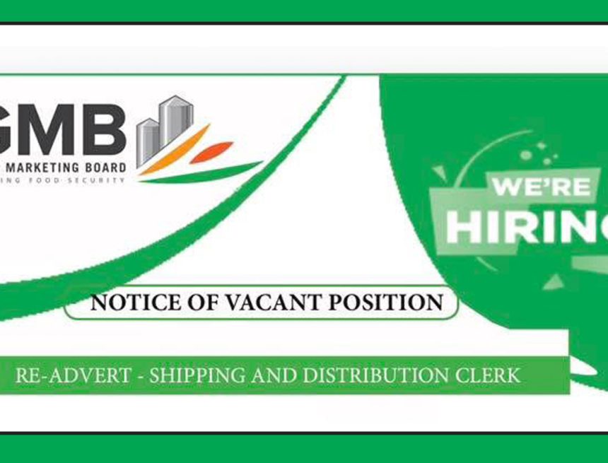 Apply for the GMB Shipping and distribution clerk vacancy at the Grain Marketing Board Head Office Apply for the GMB Shipping and distribution clerk vacancy at the Grain Marketing Board Head Office