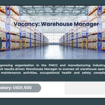 Apply for the Warehouse Manager vacancy. Offering a gross salary of USD 1,500.
