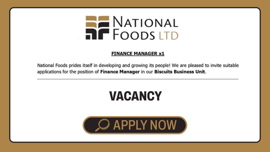 Apply for the National Foods Finance Manager vacancy within the Biscuits Business Unit at National Foods Ltd. Apply for the National Foods Finance Manager vacancy within the Biscuits Business Unit at National Foods Ltd.