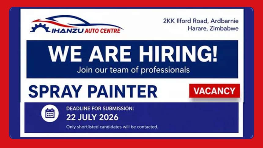 Apply for the Ihanzu Auto Centre Spray Painter to join its professional automotive repair team in Harare