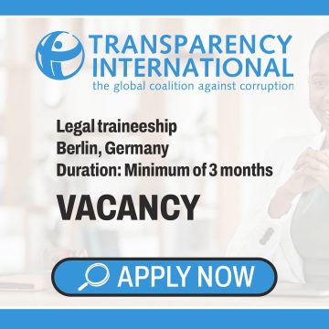 Apply for the Legal traineeship programme at Transparency International at its International Secretariat in Berlin, Germany