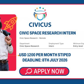Apply for the Civic Space Research Intern opportunity at CIVICUS | USD 1,200 monthly stipend