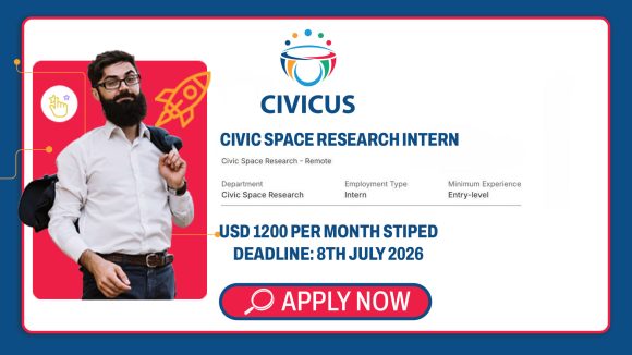 Apply for the Civic Space Research Intern opportunity at CIVICUS | USD 1,200 monthly stipend