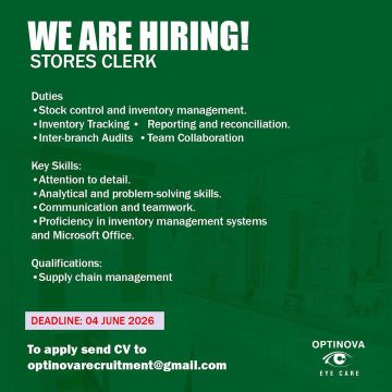 Logistics & Health Retail Careers: Optinova Eye Care Stores Clerk Vacancy Logistics & Health Retail Careers: Optinova Eye Care Stores Clerk Vacancy