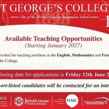 Apply for St George’s College teacher vacancies in the English, Mathematics, and French Departments