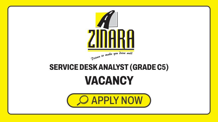 Apply for the Grade C5 ZINARA IT vacancies opening for a Service Desk Analyst in Harare. Apply for the Grade C5 ZINARA IT vacancies opening for a Service Desk Analyst in Harare.