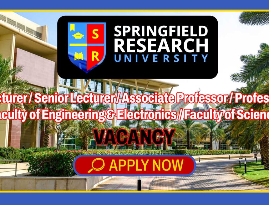 Apply for Springfield Research University academic vacancies in Ezulwini, Eswatini.