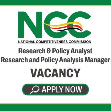 Apply for the NCC Research & Policy Analyst vacancy at the National Competitiveness Commission in Harare.