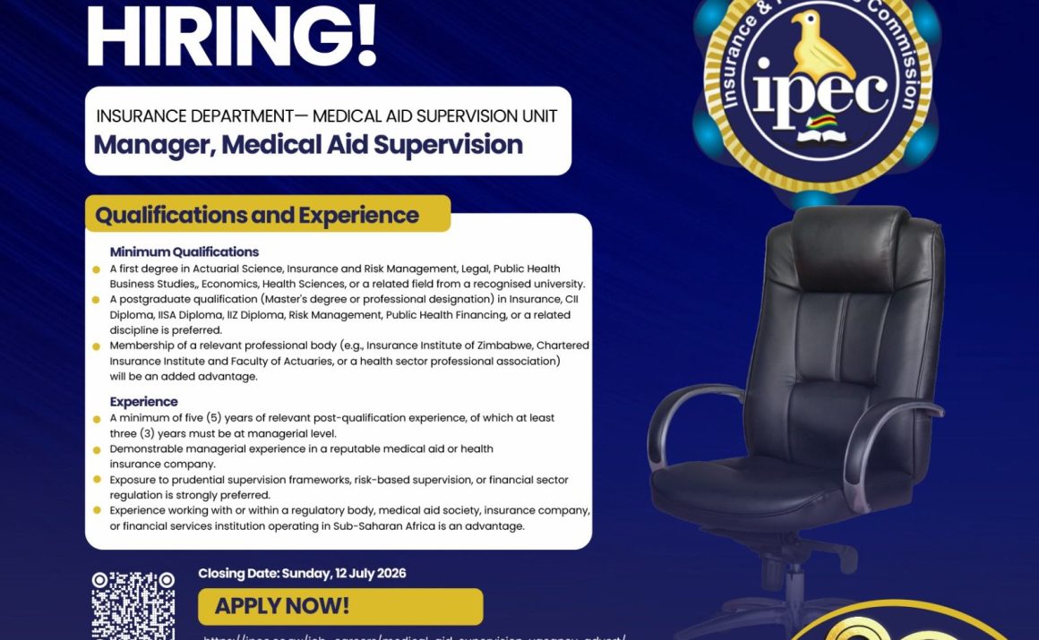 Apply for the IPEC Manager Medical Aid Supervision vacancy in Zimbabwe.