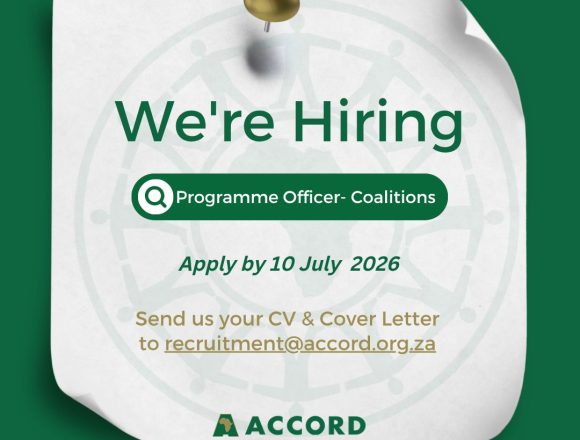 Apply for the Accord Programme Officer governance professional vacancy in Durban. Apply for the Accord Programme Officer governance professional vacancy in Durban.