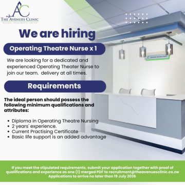 Apply for the Operating Theatre Nurse vacancy at The Avenues Clinic