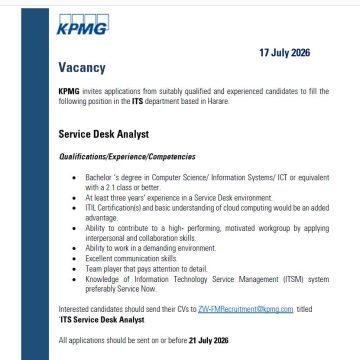 Apply for the Service Desk Analyst vacancy at KPMG Zimbabwe