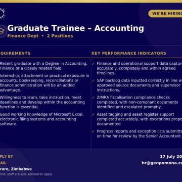 Geo Pomona Accounting Graduate Trainees Vacancy in Harare
