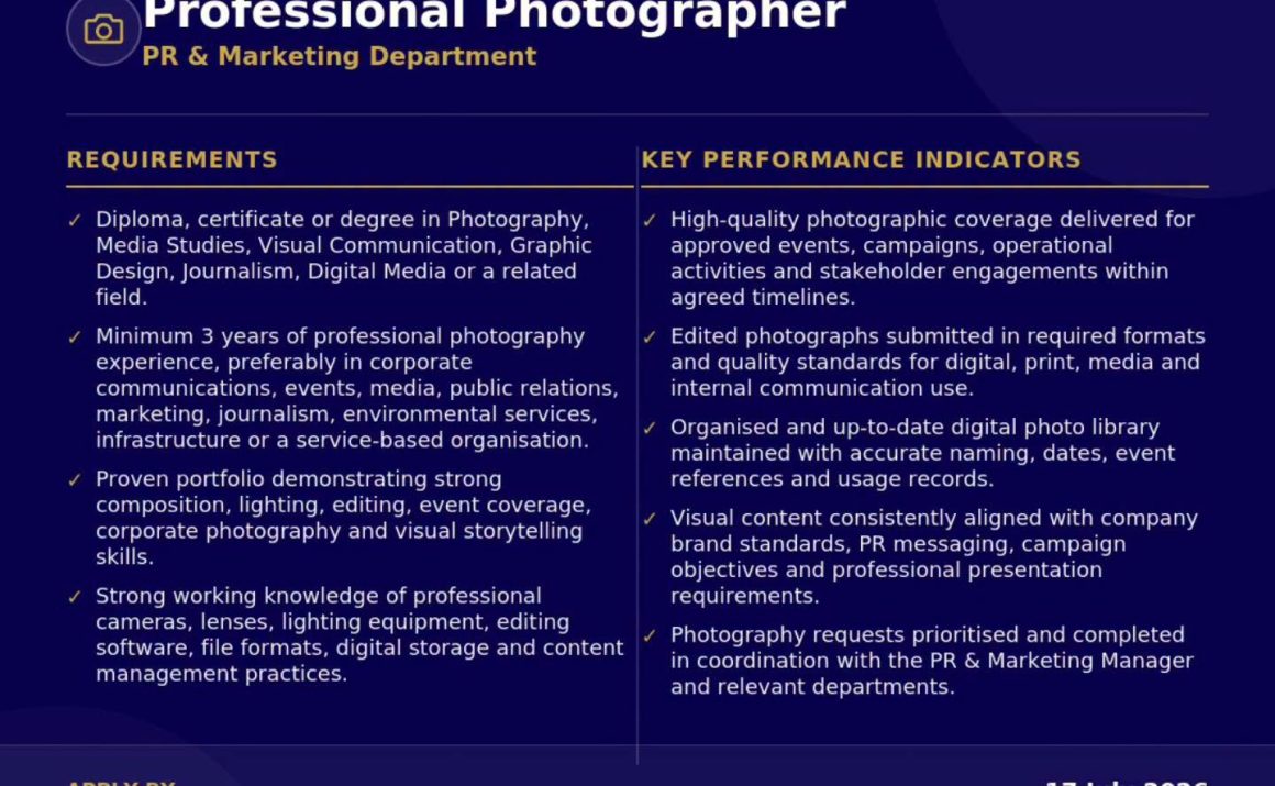 Geo Pomona Professional Photographer Vacancy in Harare