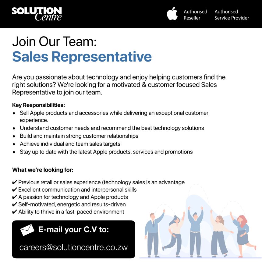 Apply for the Solution Centre Sales Representative vacancy in Harare