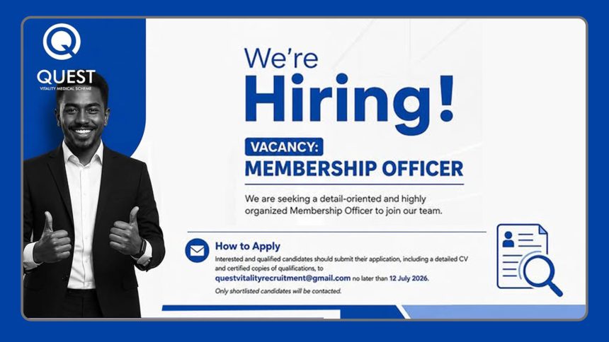 Apply for the Quest Membership Officer vacancy at Quest Vitality Medical Scheme. Apply for the Quest Membership Officer vacancy at Quest Vitality Medical Scheme.