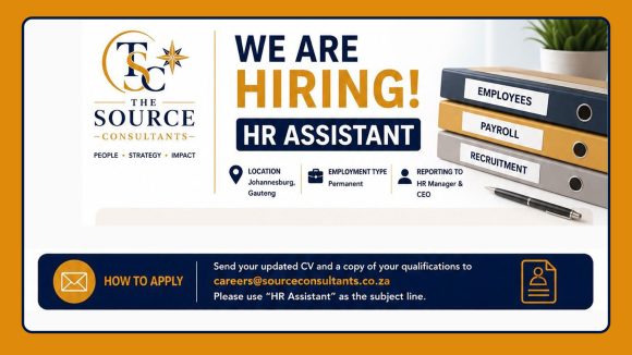 Apply for the The Source Consultants HR Assistant vacancy supporting recruitment, payroll, onboarding, and employee relations in Johannesburg