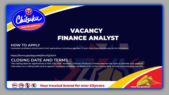 Apply for the Chibuku Finance Analyst vacancy at Chibuku Products Limited in Malawi