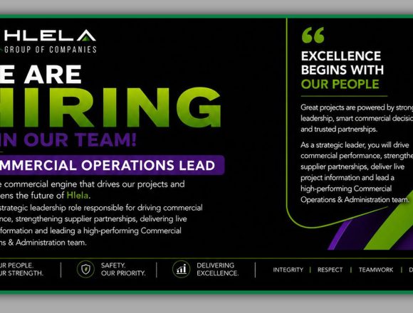 Join the Hlela Group of Companies as Commercial Operations Lead in Middelburg, Mpumalanga Join the Hlela Group of Companies as Commercial Operations Lead in Middelburg, Mpumalanga