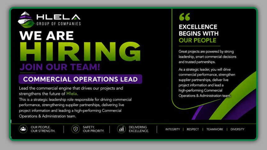 Join the Hlela Group of Companies as Commercial Operations Lead in Middelburg, Mpumalanga
