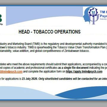Head of Tobacco Operations Vacancy at Tobacco Industry and Marketing Board (TIMB)