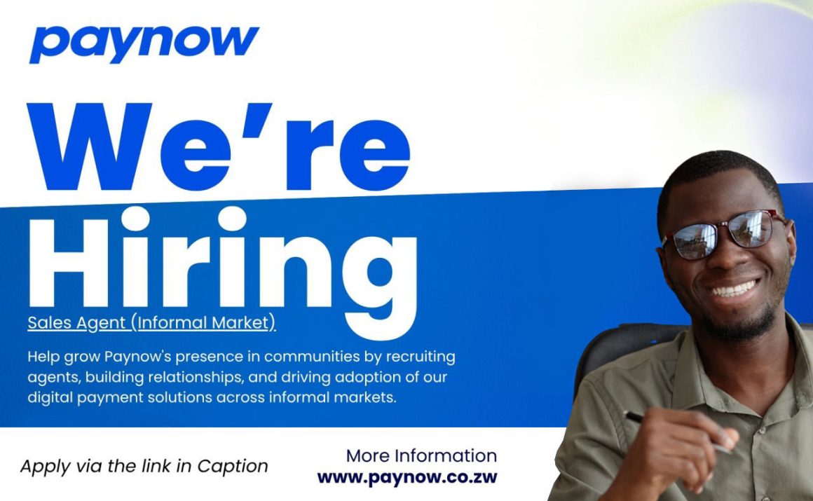 Apply for the Paynow Sales Agent (Informal Market) vacancy in Harare.