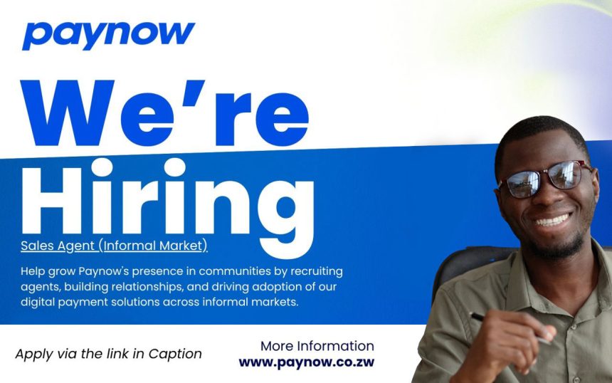 Apply for the Paynow Sales Agent (Informal Market) vacancy in Harare. Apply for the Paynow Sales Agent (Informal Market) vacancy in Harare.