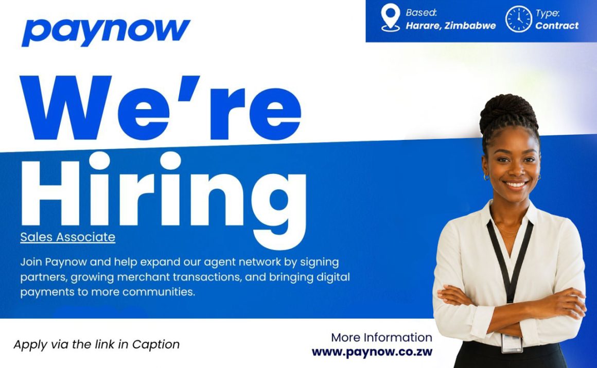 Apply for the Paynow Sales Associate vacancy in Harare.