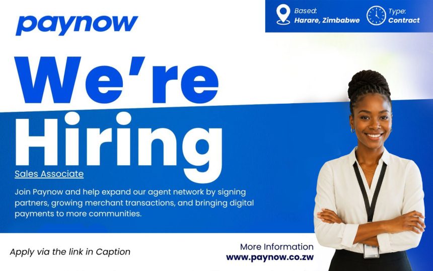 Apply for the Paynow Sales Associate vacancy in Harare. Apply for the Paynow Sales Associate vacancy in Harare.