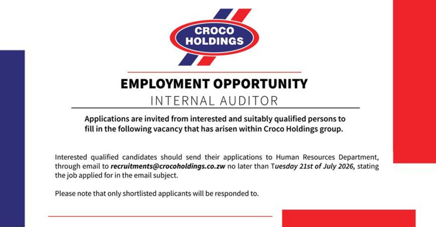 Croco Holdings Internal Auditor Vacancy – Apply Before 21 July 2026