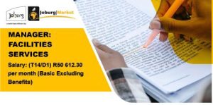 Apply for the Manager Facilities Services vacancy at Joburg Market - R50,612.30 per month