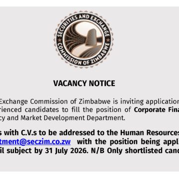 Apply for the Corporate Finance and Policy Manager position at the Securities and Exchange Commission of Zimbabwe (SECZ)