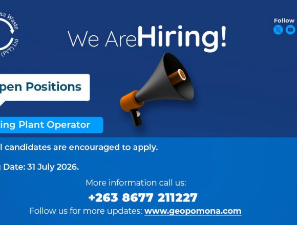 Sorting Plant Operator Vacancy 2026: Pomona Geo Waste Management Hiring in Zimbabwe