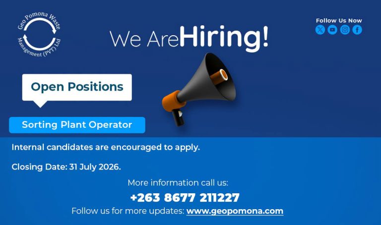Sorting Plant Operator Vacancy 2026: Pomona Geo Waste Management Hiring in Zimbabwe