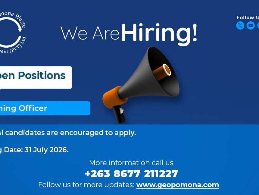Planning Officer Vacancy 2026: Pomona Geo Waste Management Hiring in Zimbabwe